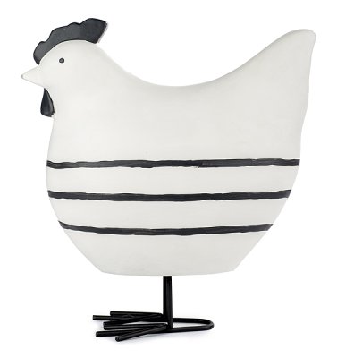 Huhn weiß mit schwarzen Streifen