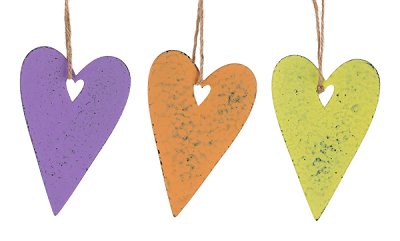 heart ornament 3 ass. 12 cm 24 pcs.
