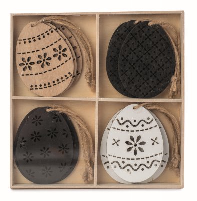 Uovo in legno 4 ass. set da 12 pezzi
