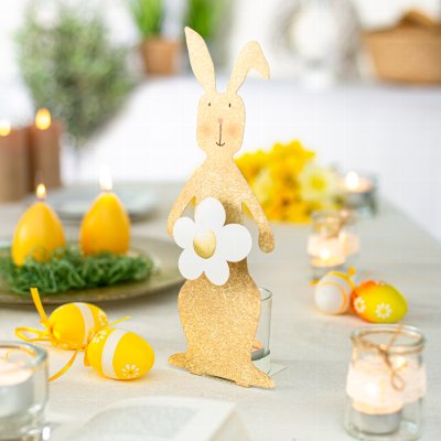 Teelichthalter Hase mit Blume