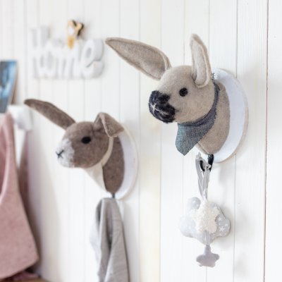 Pendoir tête de lapin marron