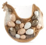 Gallina con 16 uova decorative